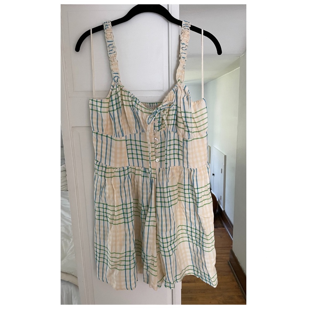 UO Tate Tie-Front Romper - Plaid
